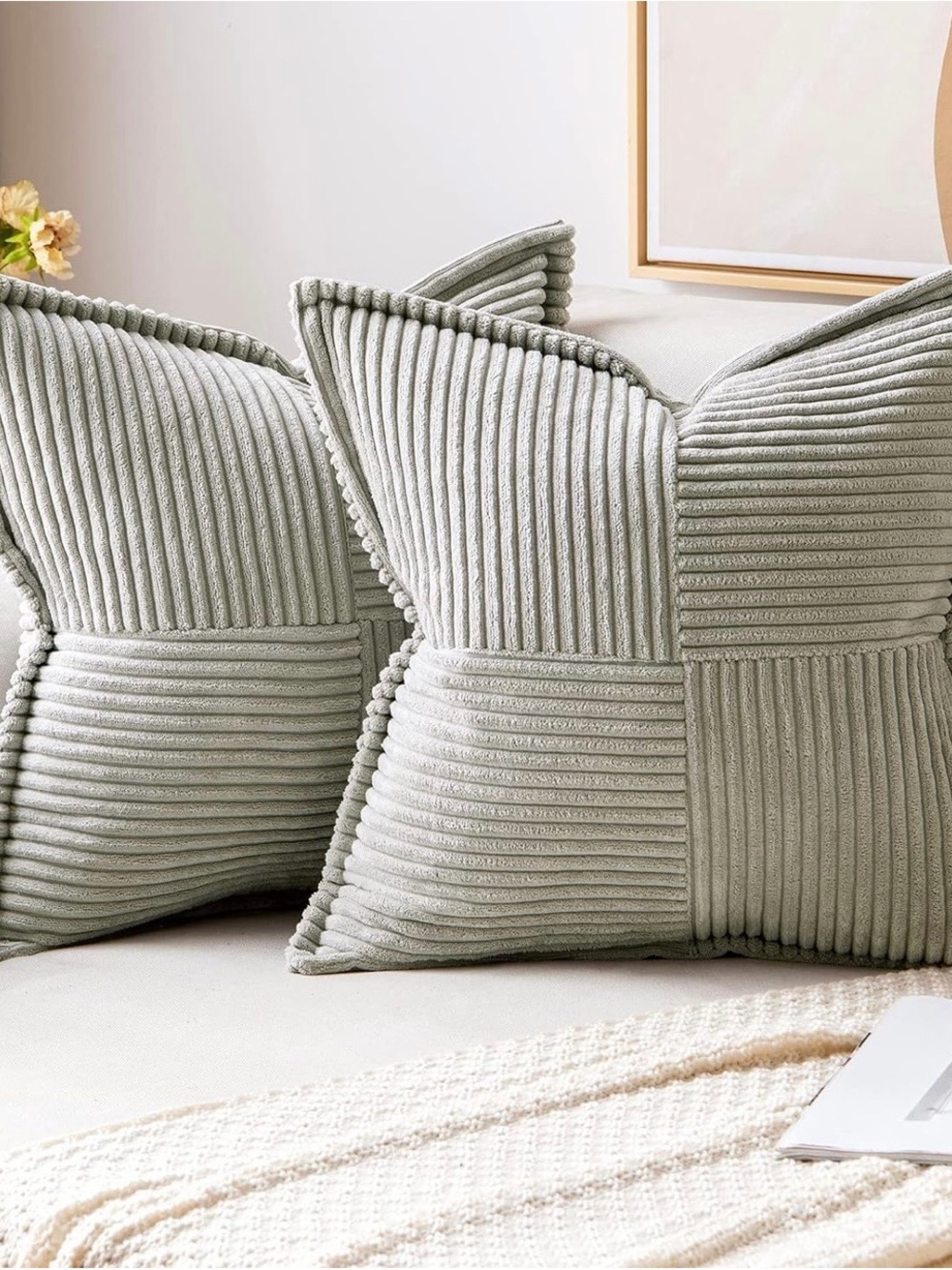Ribbed Throw Pillow Covers - Grey